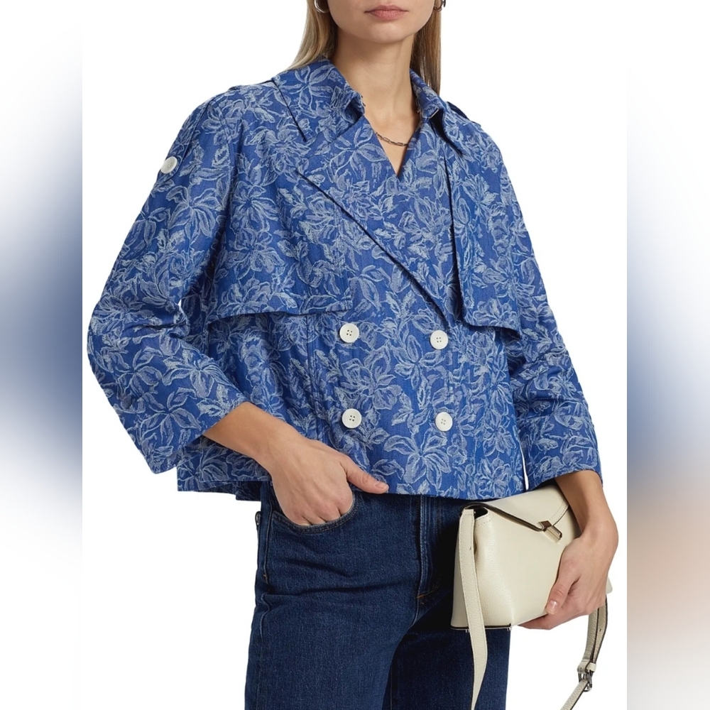 Size M - Derek Lam 10 Crosby Elijah Cropped Blue Jacket